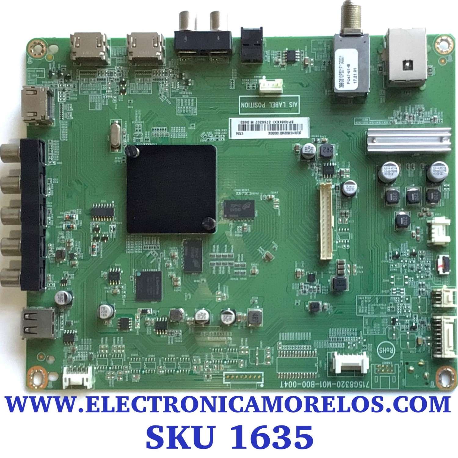 MAIN PARA TV VIZIO SMART TV / NUMERO DE PARTE XHCB02K013 / 756TXHCB02K013 / 715G8320-M01-B00-004T / PANEL TPT500J1-HVN07.U REV:S500Y / MODELOS D50F-E1 / D50F-E1 LTMWVT / D50F-E1 LTM7VT / D50F-E1 LTMWVTET / D50F-E1 LTM7VTLT